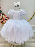 Vestido Infantil Branco Com Renda Para Festas e Casamentos