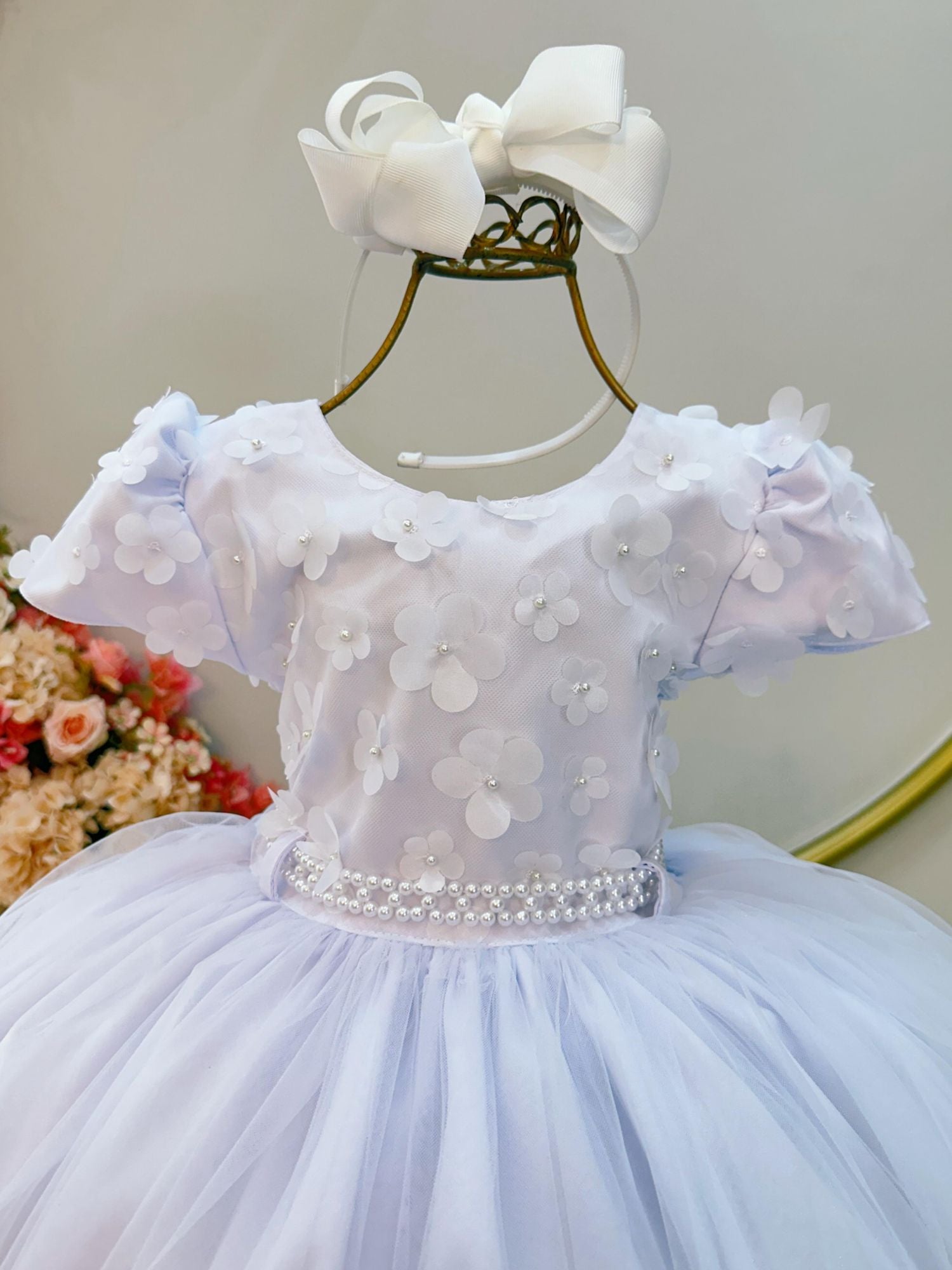 Vestido Infantil Branco Com Renda Para Festas e Casamentos