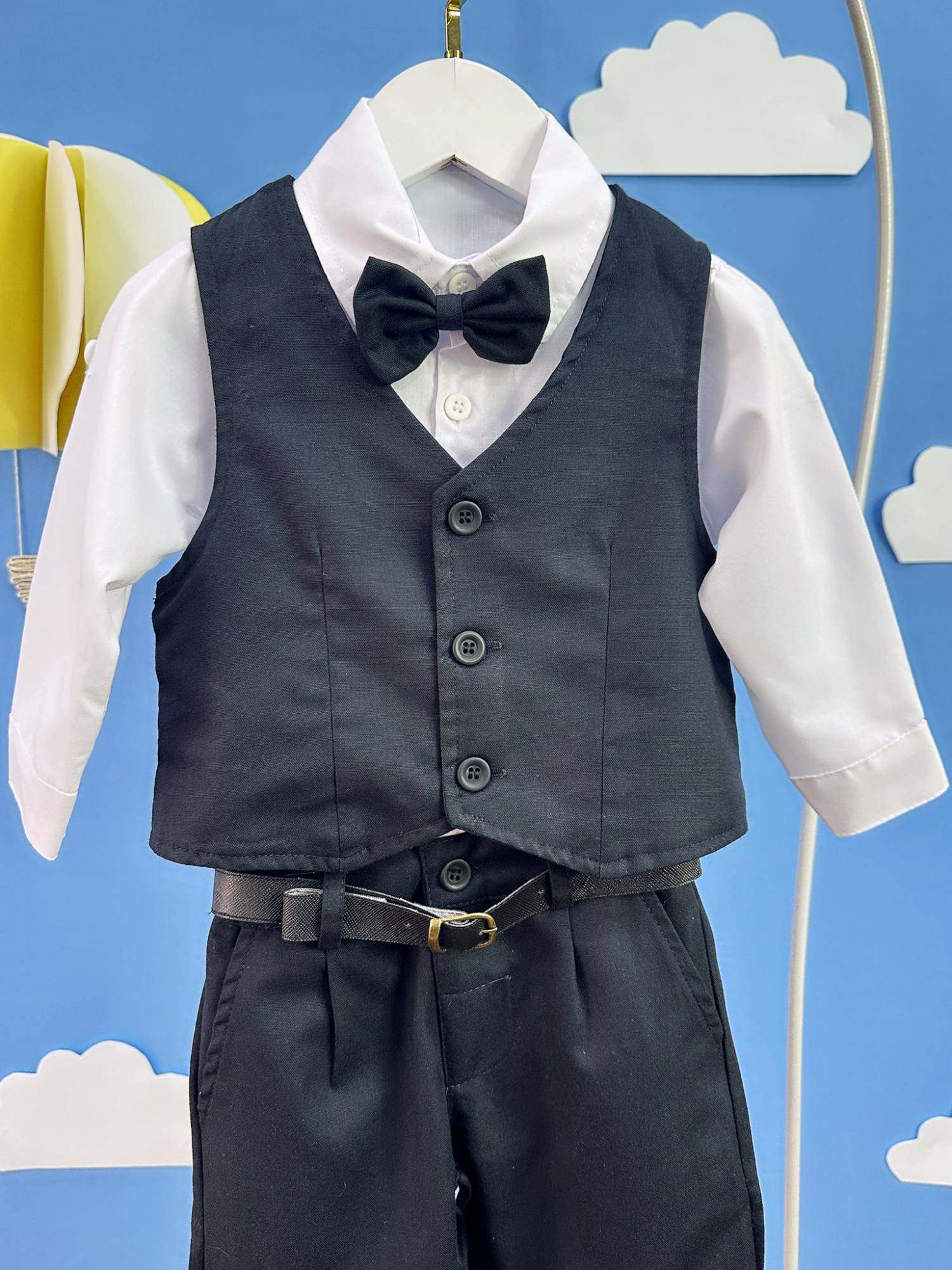 Conjunto Social Luxo Pajem Camisa Branca e Calça Preta