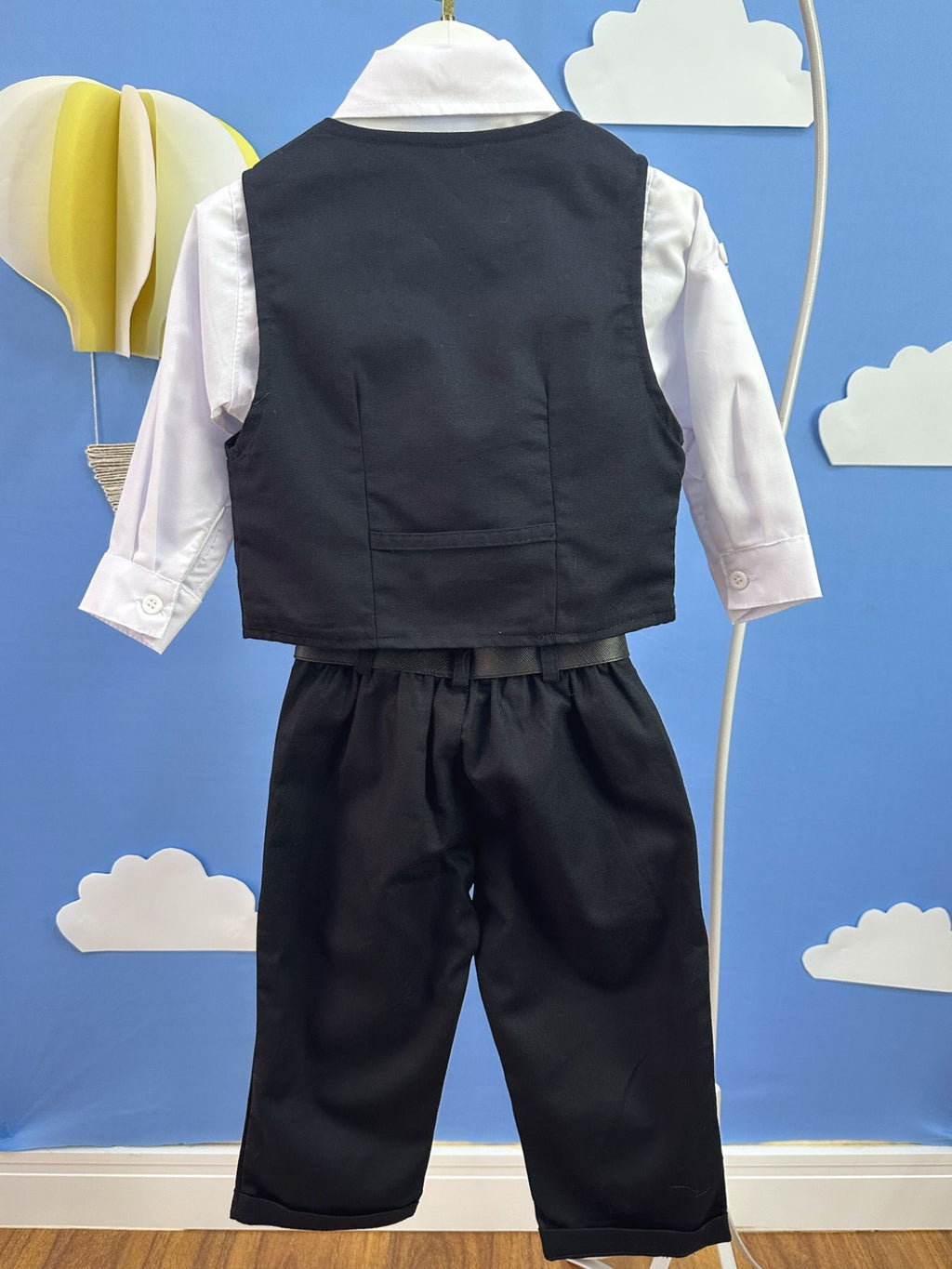 Conjunto Social Luxo Pajem Camisa Branca e Calça Preta