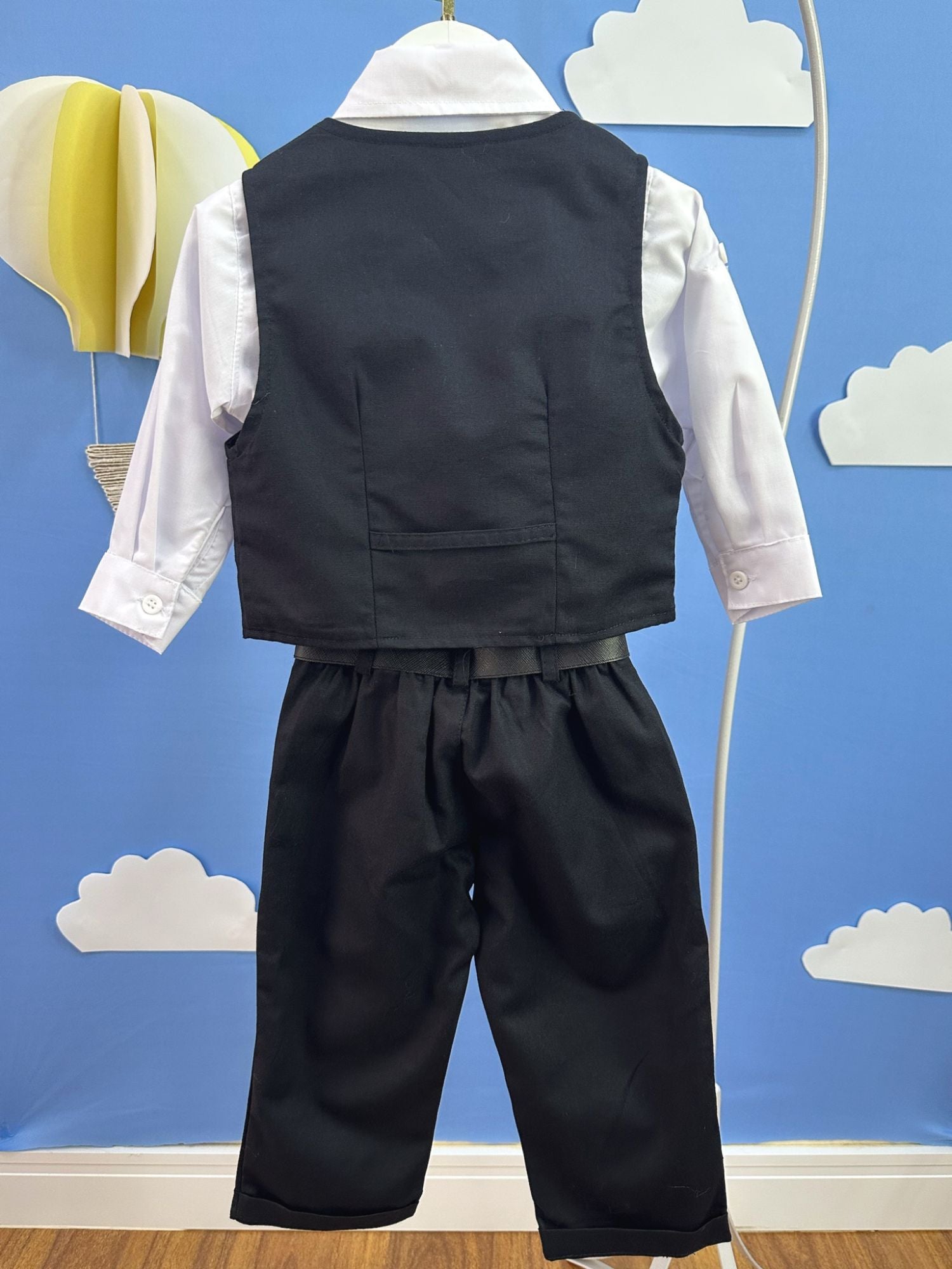 Conjunto Social Luxo Pajem Camisa Branca e Calça Preta