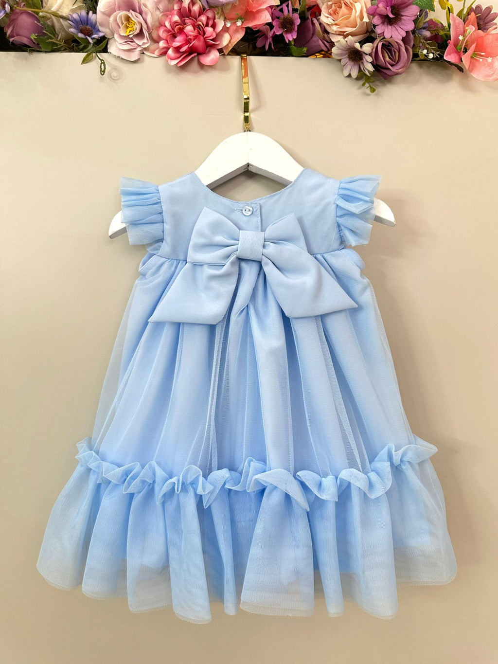 Vestido Infantil Azul Bebê Jardim Encantado Luxo
