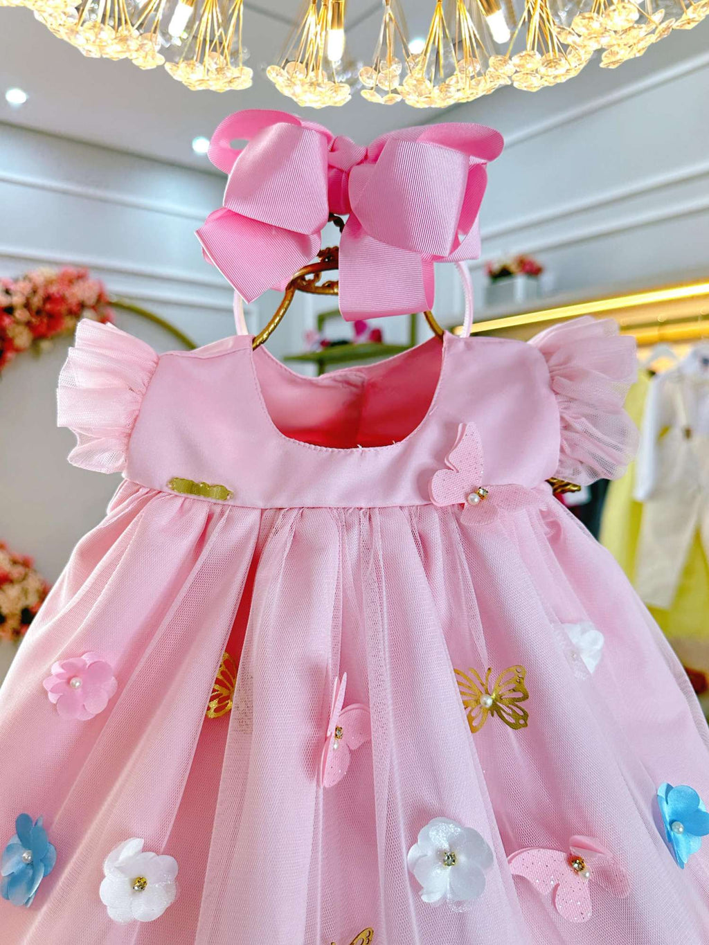 Vestido Infantil Luxo Rosa Bebê Jardim Encantado