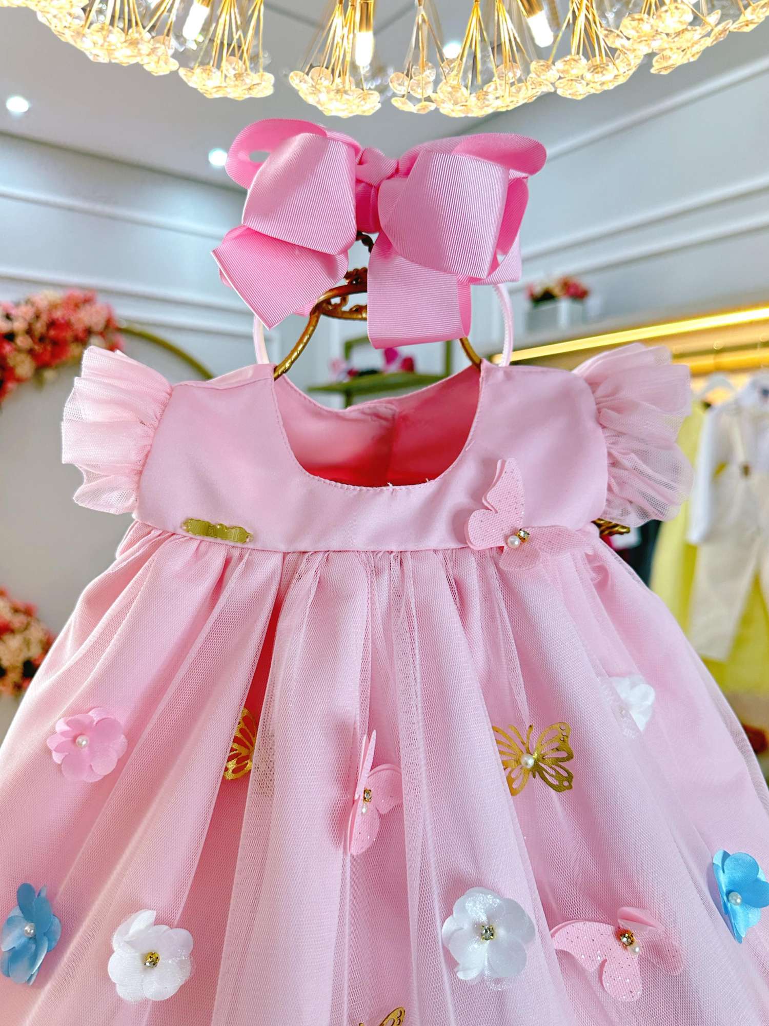 Vestido Infantil Luxo Rosa Bebê Jardim Encantado