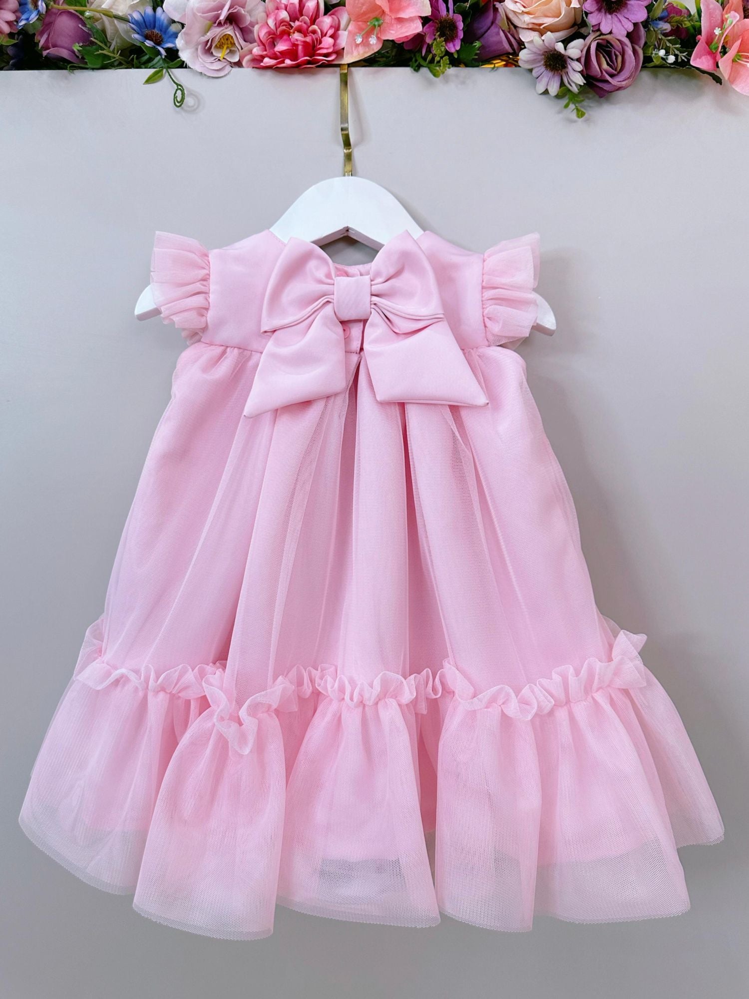 Vestido Infantil Luxo Rosa Bebê Jardim Encantado