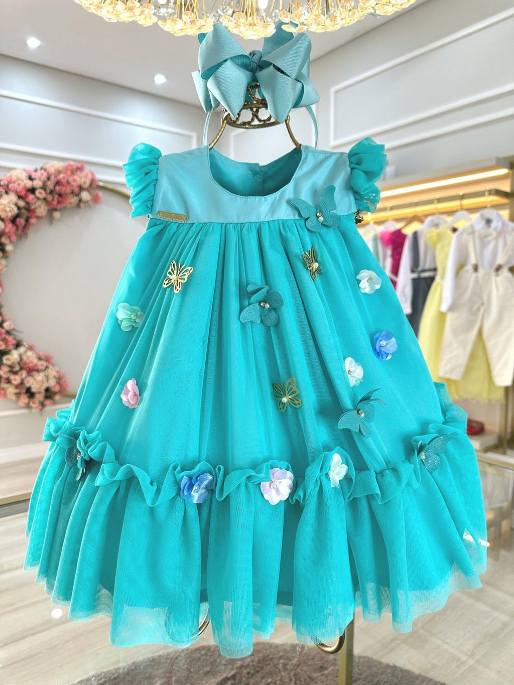 Vestido Infantil Verde Jardim Encantado Luxo