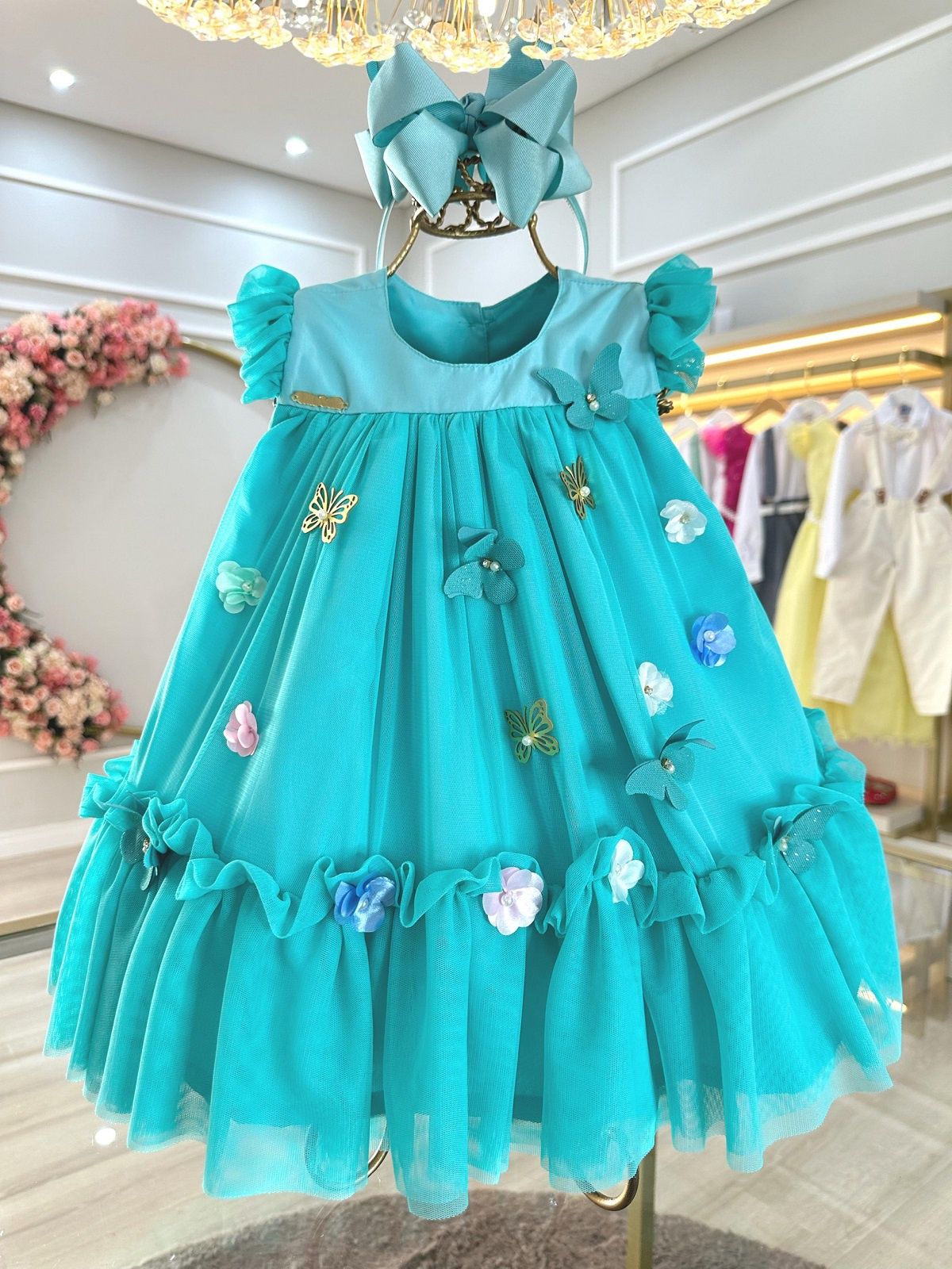 Vestido Infantil Verde Jardim Encantado Luxo