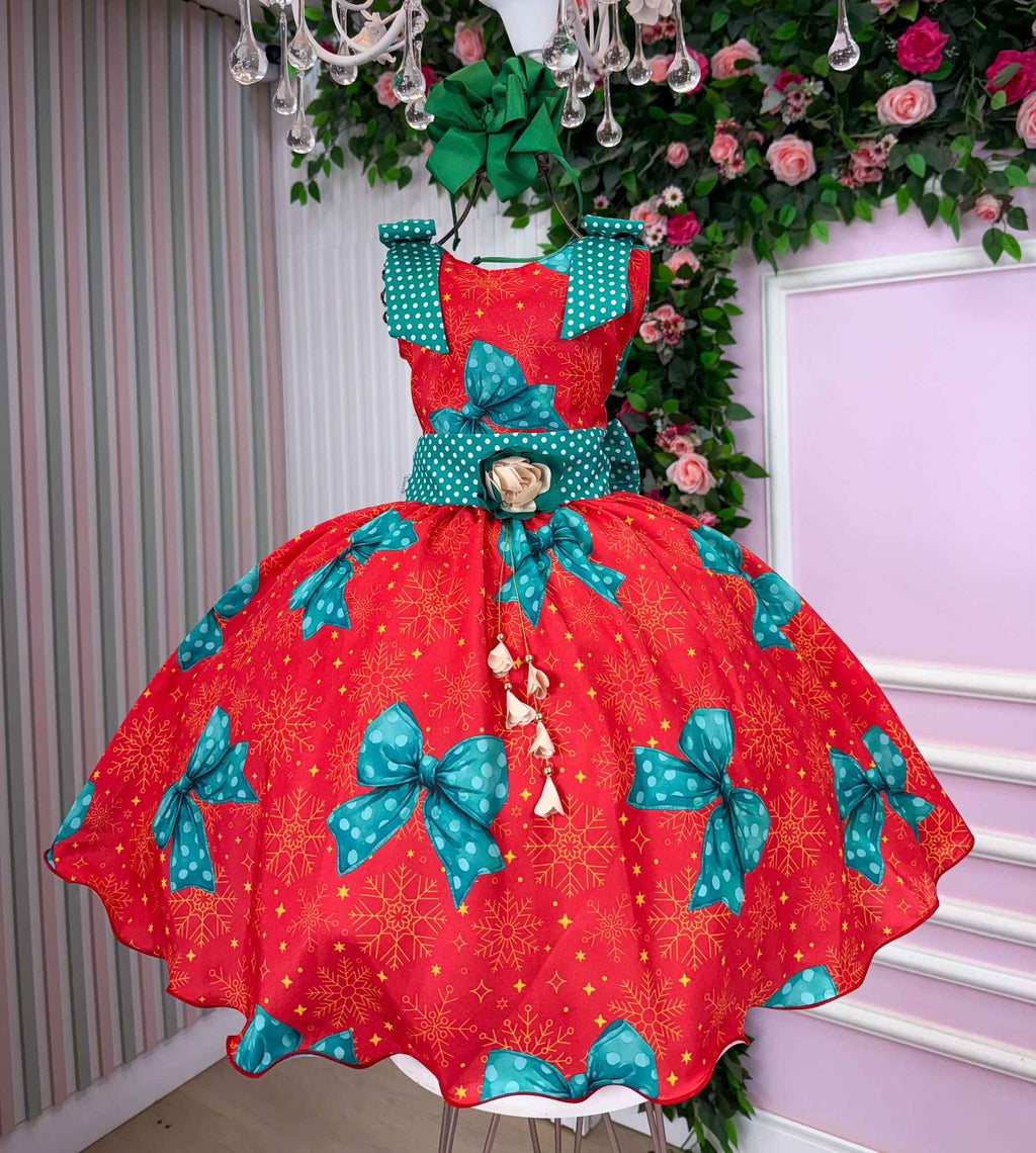 Vestido Vermelho Encantado para o Natal