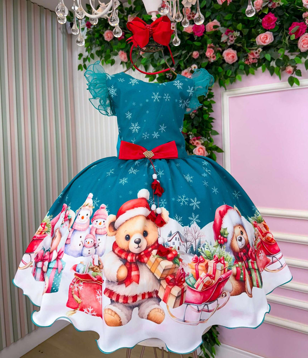 Vestido Verde Floco De Neve Para Natal
