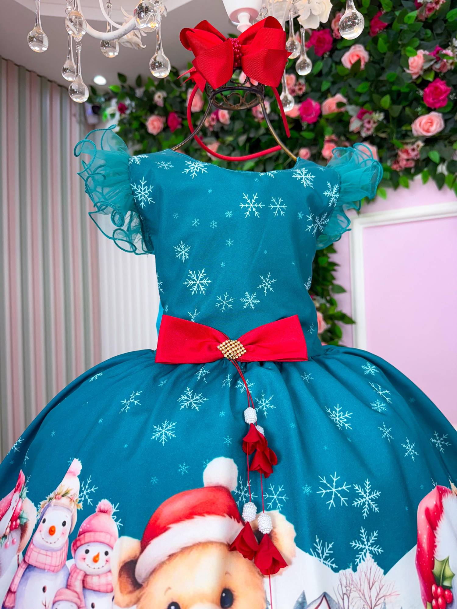Vestido Verde Floco De Neve Para Natal