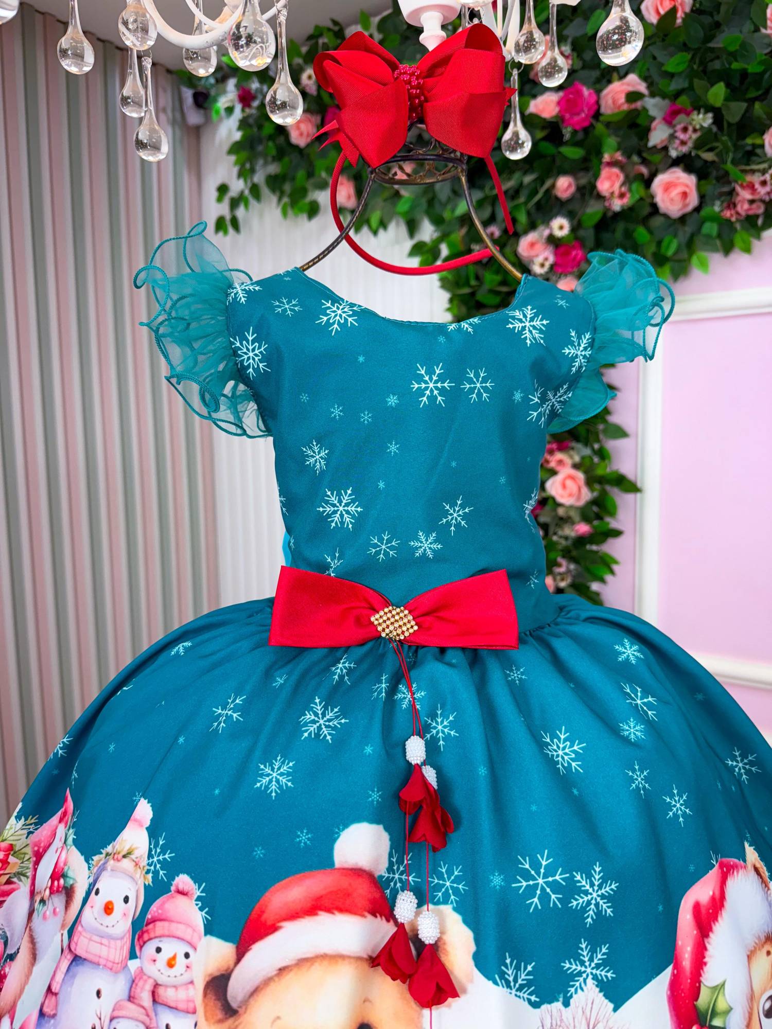 Vestido Verde Floco De Neve Para Natal
