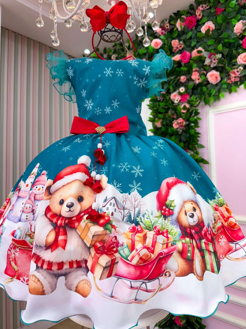 Vestido Verde Floco De Neve Para Natal