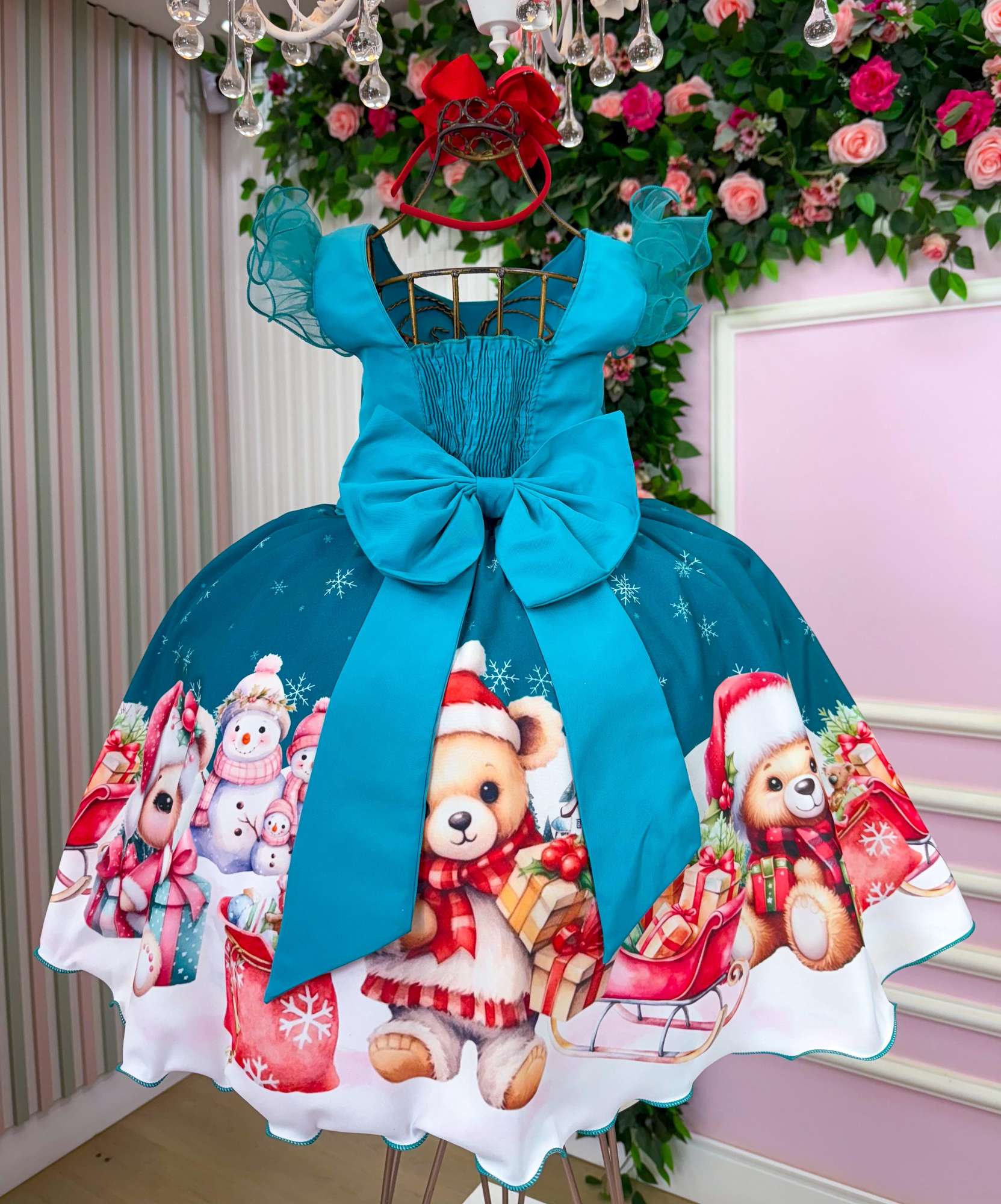 Vestido Verde Floco De Neve Para Natal