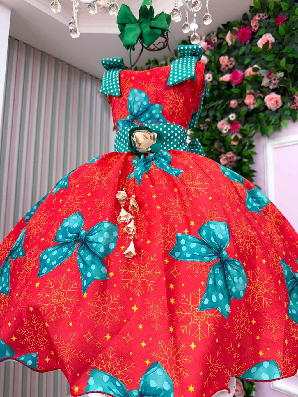 Vestido Vermelho Encantado para o Natal