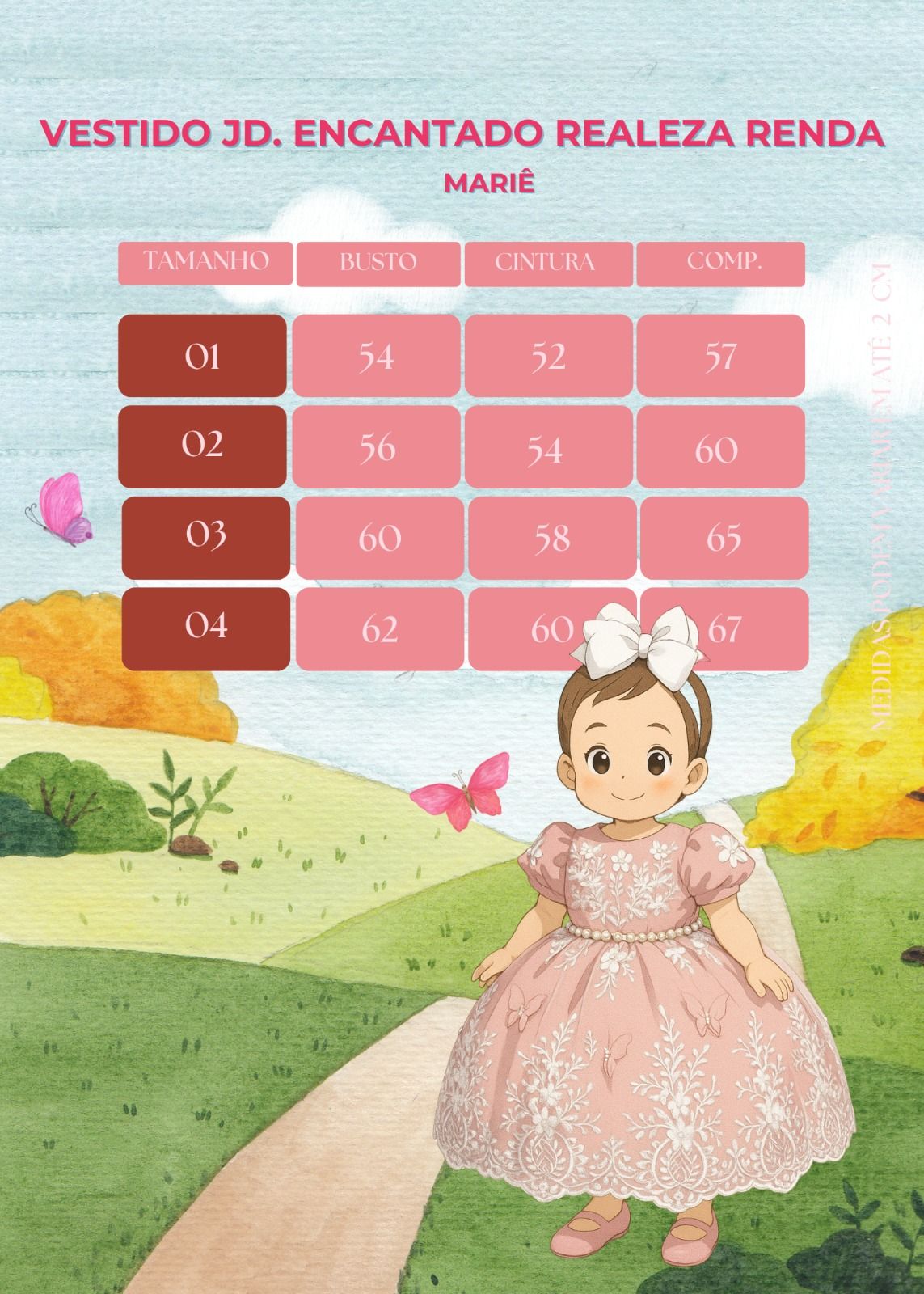 Vestido Jardim Encantado em Renda Branca com Detalhes em Rosa