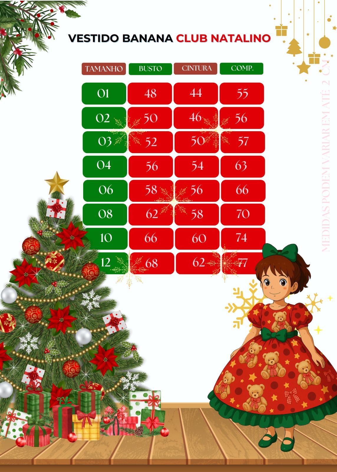 Vestido Vermelho Encanto de Natal com Ursinhos Fofinhos