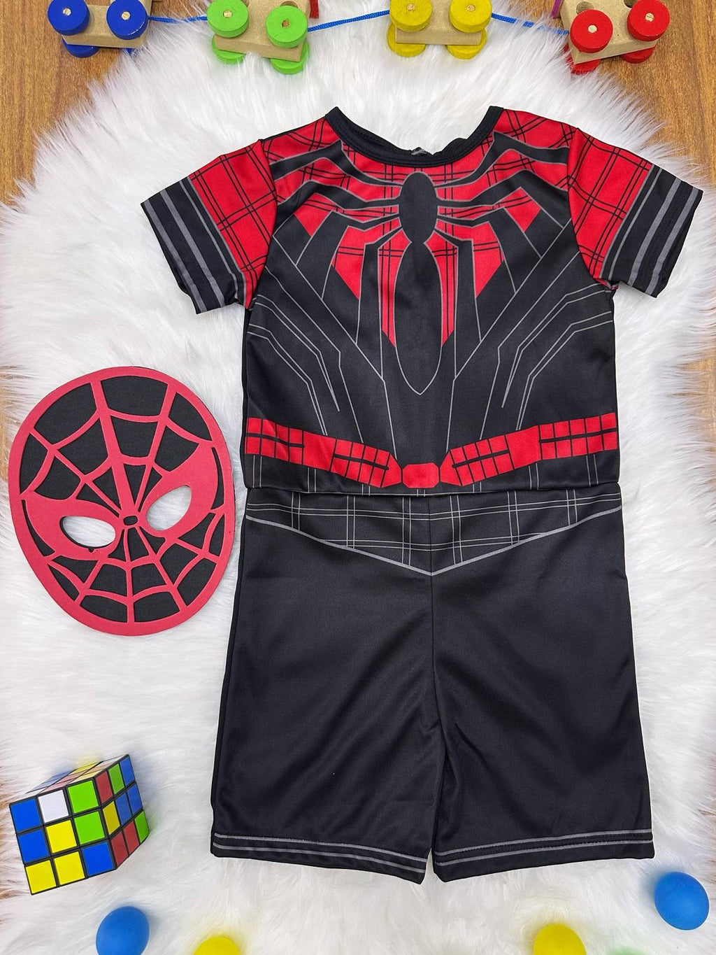 Fantasia Infantil do Homem Aranha com Máscara Temática