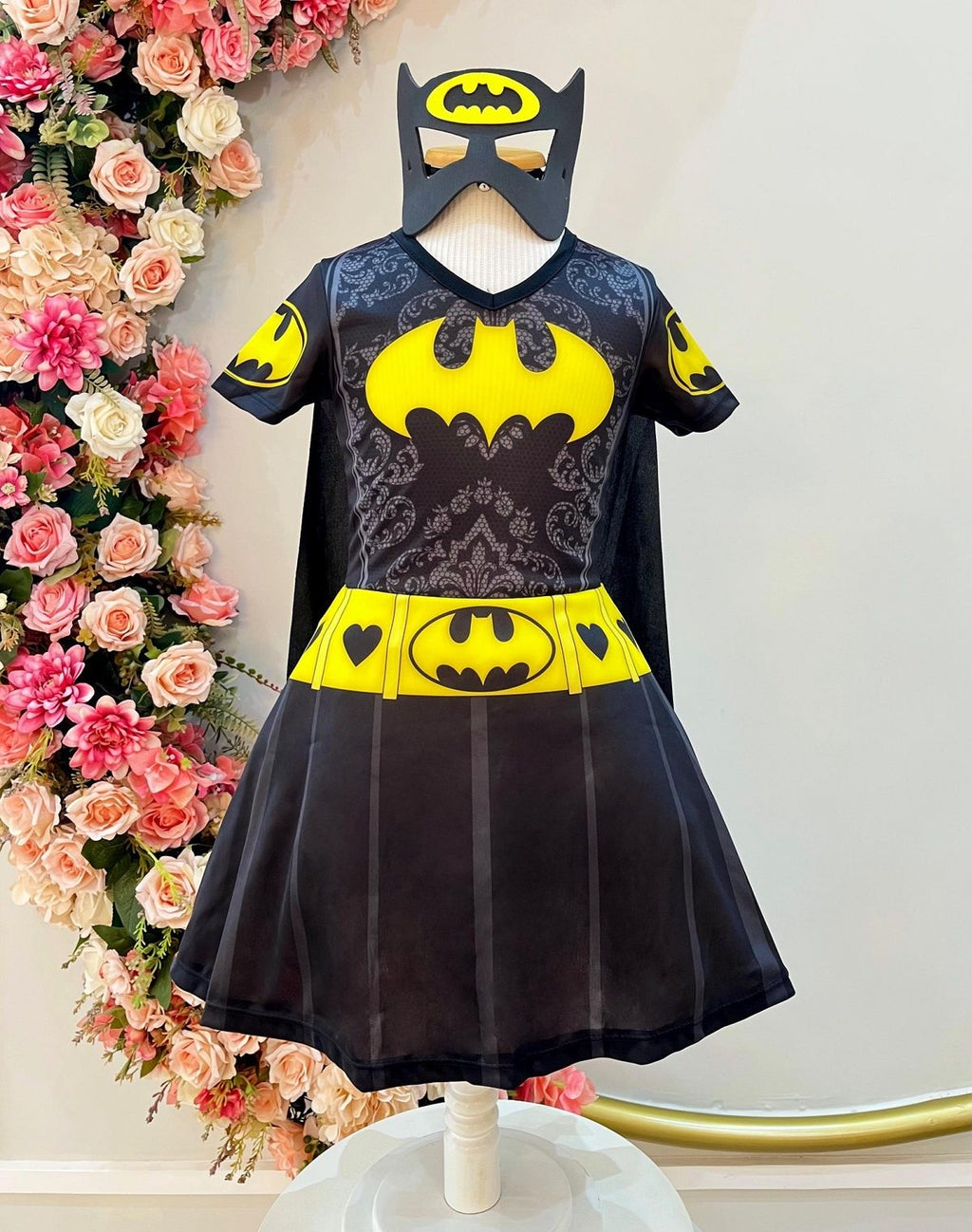 Fantasia Infantil Com Máscara Temática da Batgirl para Festas