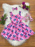 Vestido Infantil Temático com Laço Rosa para Meninas