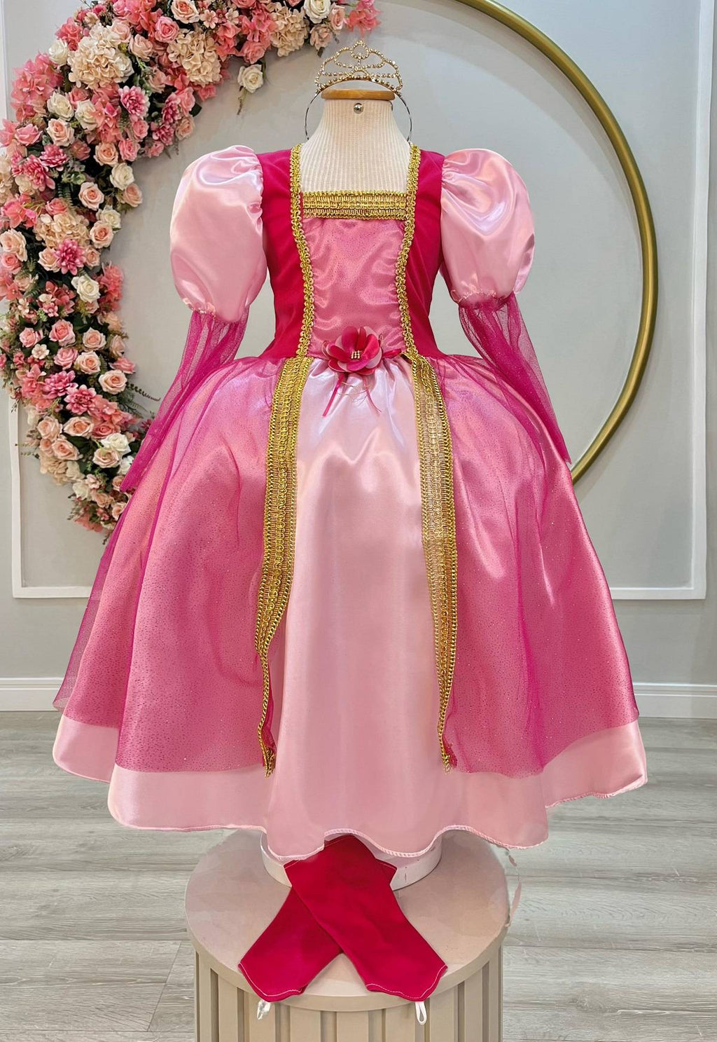 Fantasia Infantil Princesa Aurora com Luvas para Festas Luxuosas