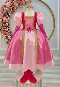 Fantasia Infantil Princesa Aurora com Luvas para Festas Luxuosas