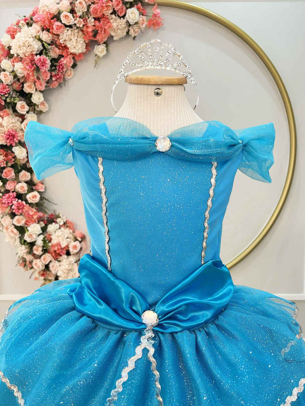 Fantasia Infantil Princesa com Luvas em Tecido Elanca e Tule Glitter