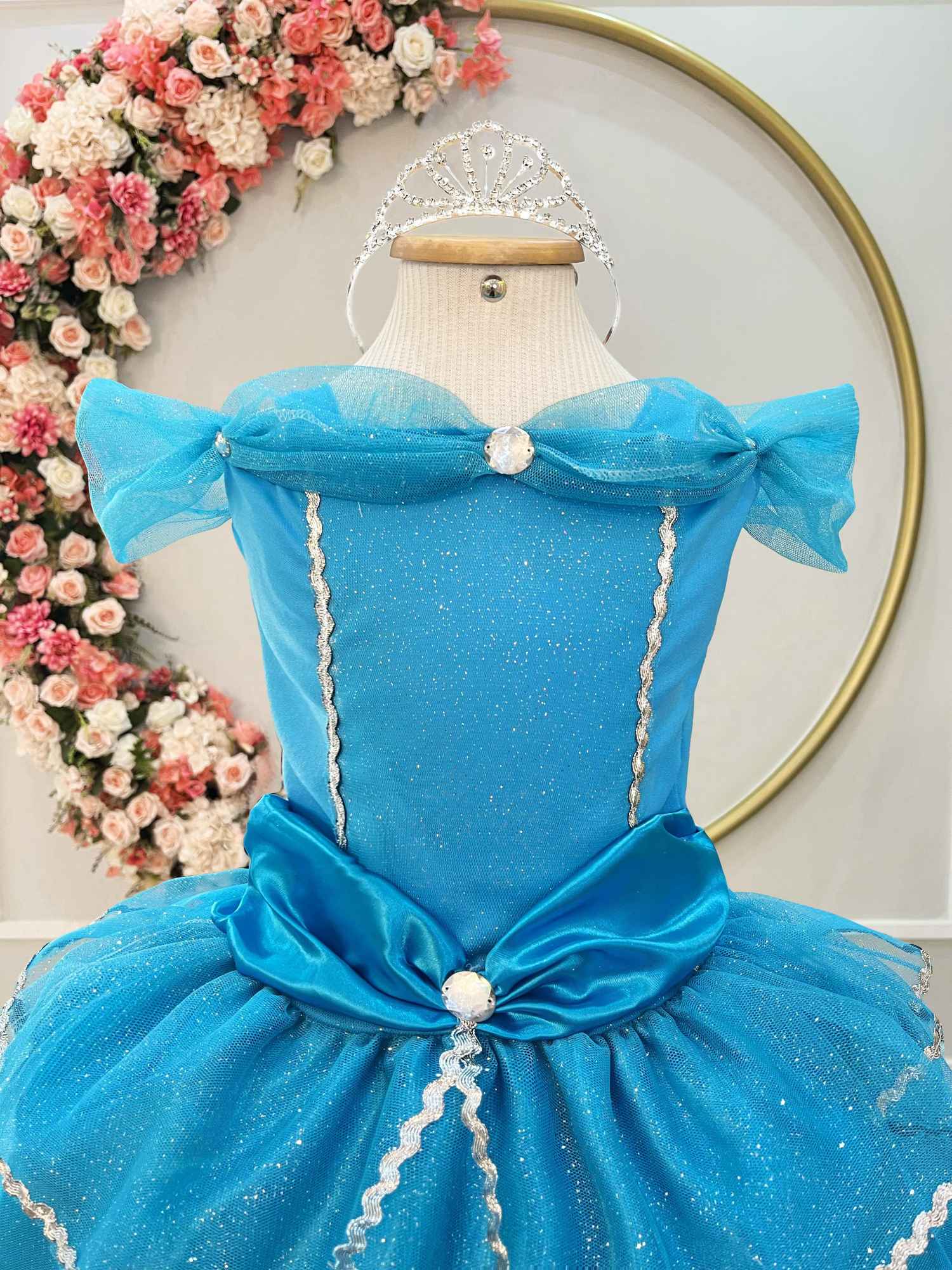Fantasia Infantil Princesa com Luvas em Tecido Elanca e Tule Glitter
