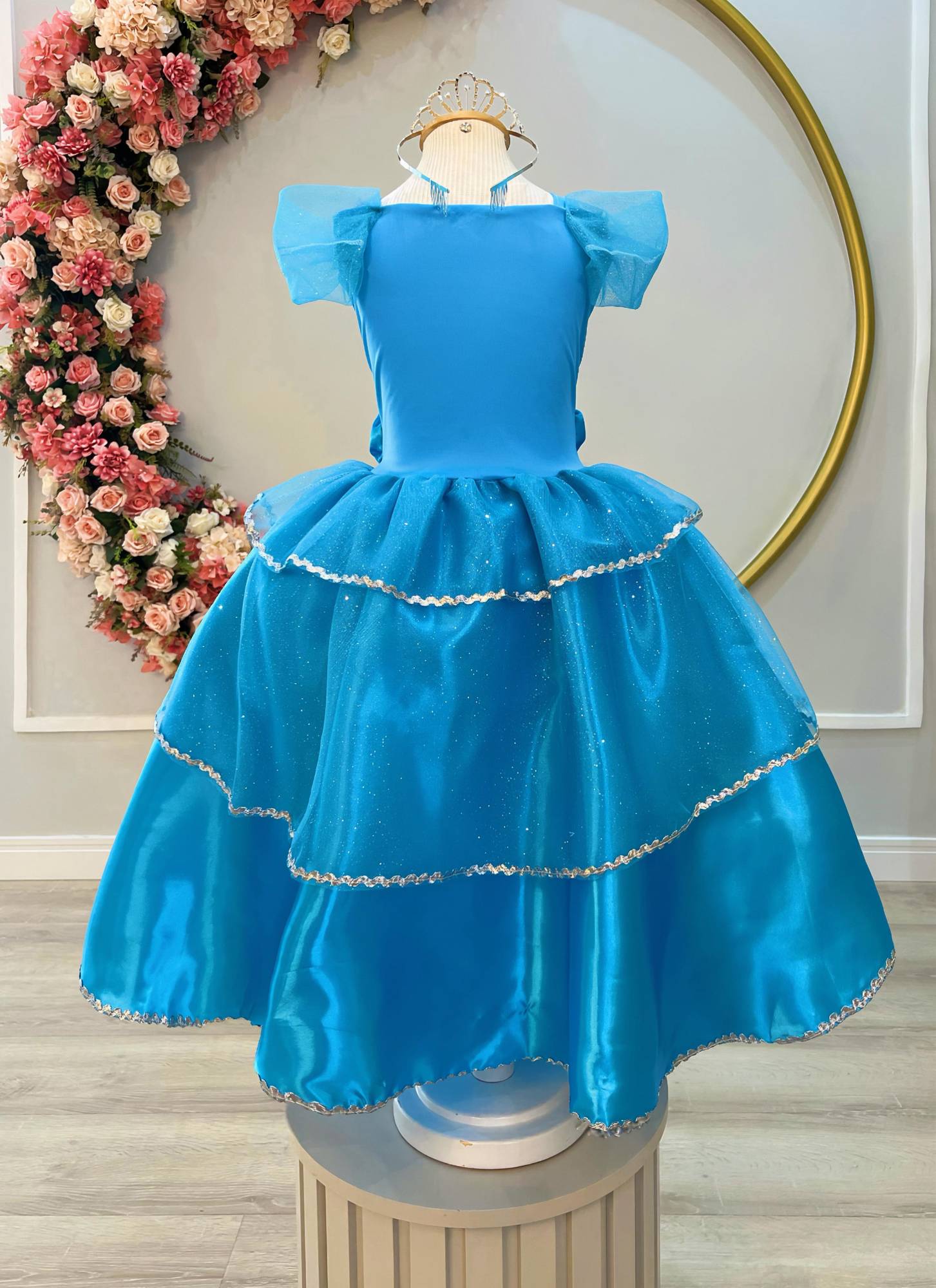 Fantasia Infantil Princesa com Luvas em Tecido Elanca e Tule Glitter