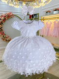 Vestido Infantil Branco Com Strass e Pérolas para Festas