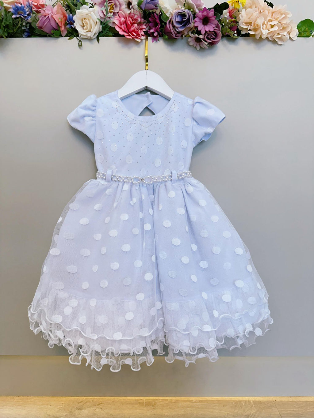 Vestido Infantil Branco Com Strass e Pérolas para Festas