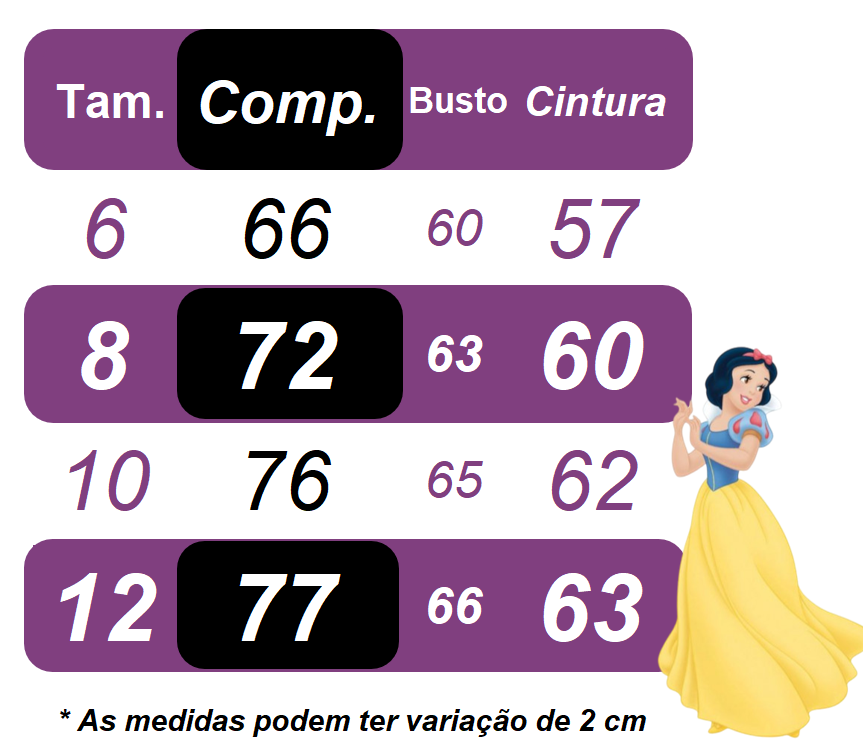 Vestido Infantil Branca de Neve com Capa, Tiara e Luva