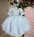 Vestido Infantil Branco em Lese com Bordados e Tule para Festas