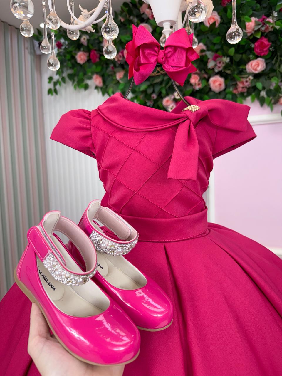 Vestido Pink de Alfaiataria 100% Poliéster para Crianças