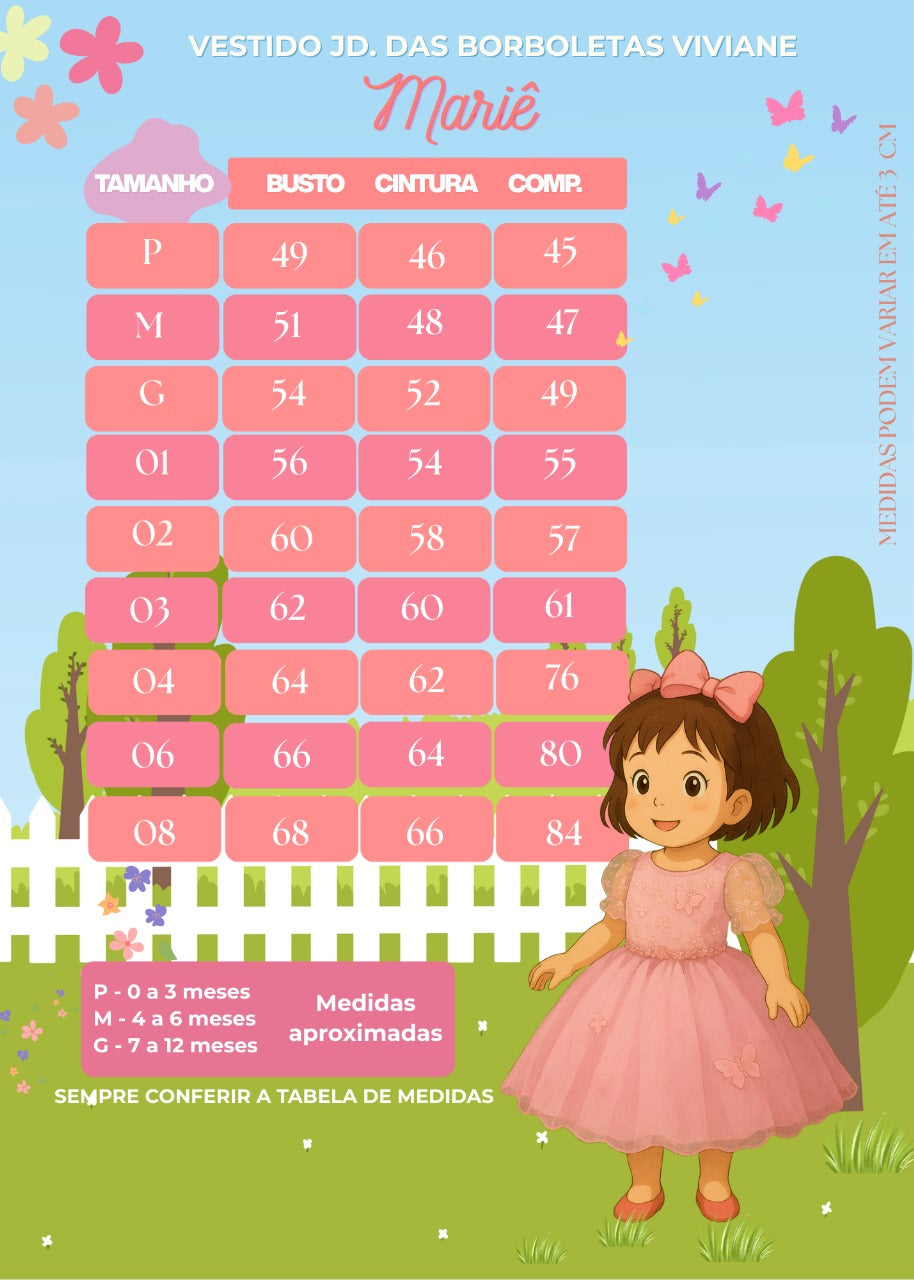 Vestido Lilás Jardim das Borboletas com Forro em Poliéster e Algodão