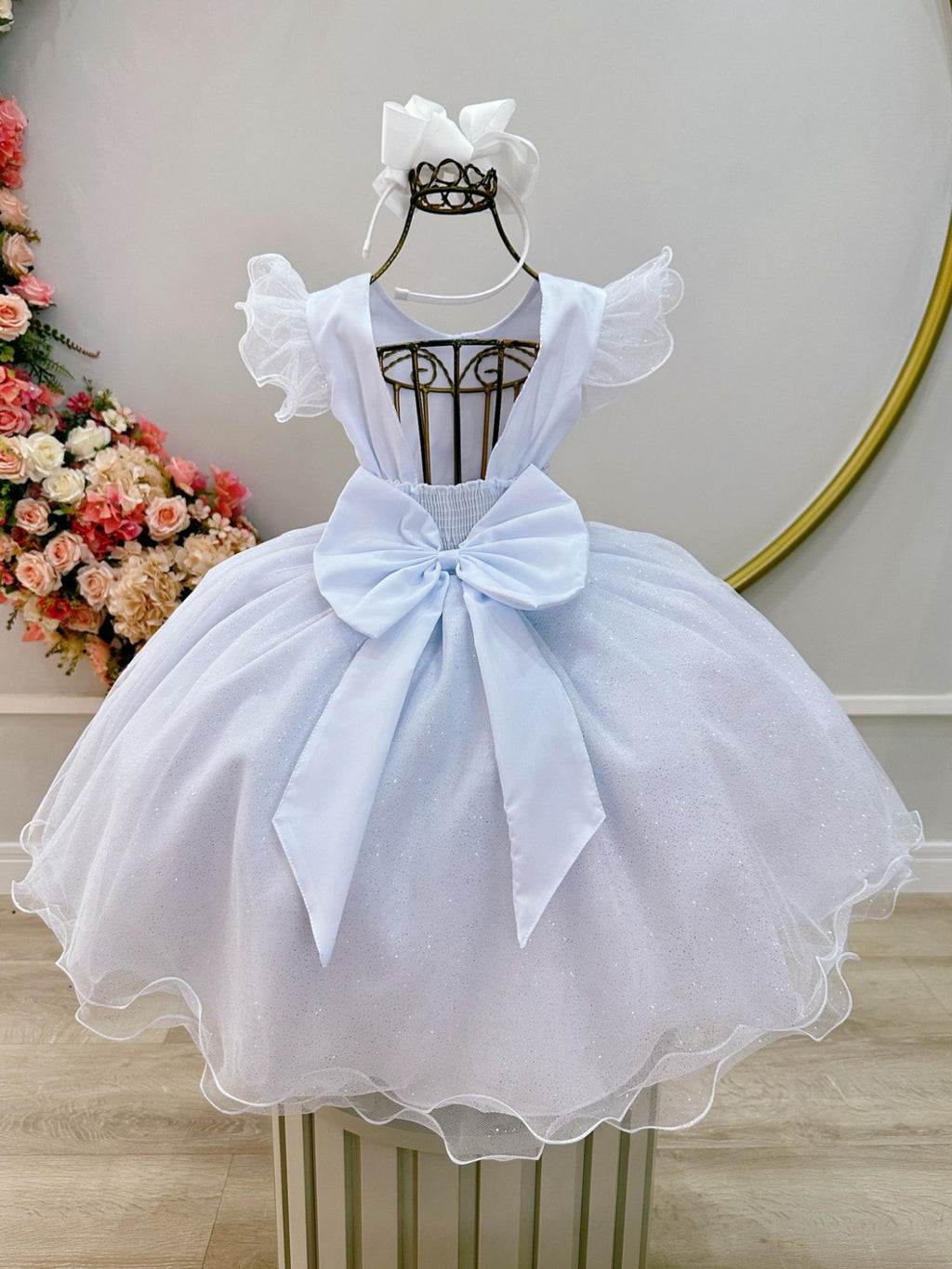 Vestido Infantil Branco com Estampa de Borboletas para Festas
