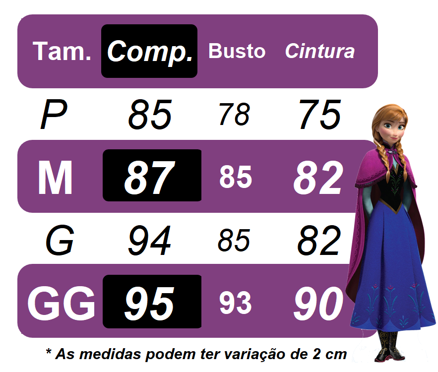 Vestido Infantil Princesa Anna Frozen em Cetim Estampado para Festas