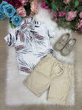 Conjunto de Camisa e Bermuda em Linho Off para Meninos
