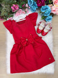 Vestido Infantil Vermelho Luxo com Laço e Pedrarias