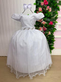 Vestido Heloísa Branco de Tule com Brilho para Daminhas