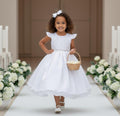 Vestido Infantil Francine Branco em Poliéster com Tule