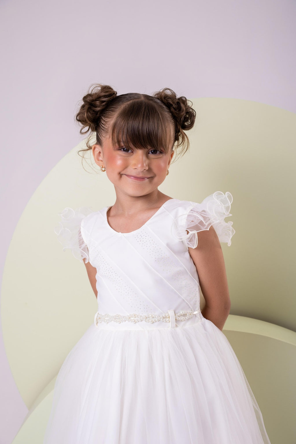 Vestido Infantil Off com Gola Redonda e Laço nas Costas