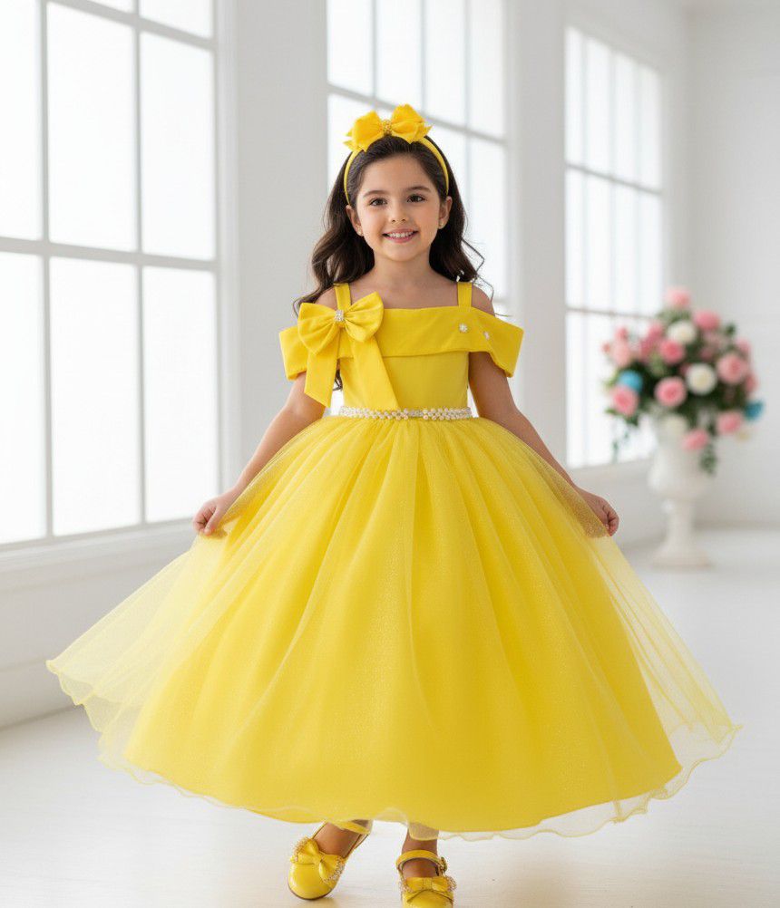 Vestido Longo Amarelo Doce Elegância em Tecido Techno Sport