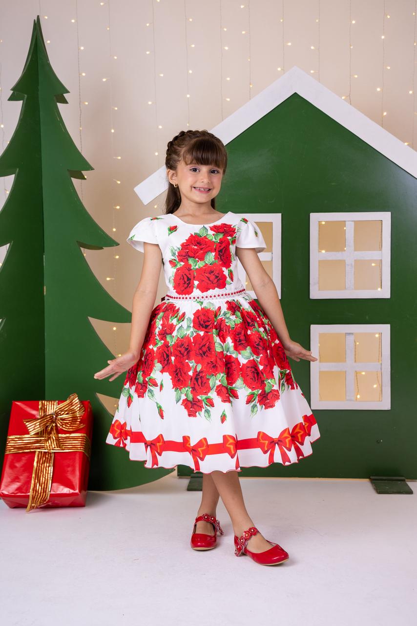 Vestido Natalino Rubi para Crianças - Coleção Natal Encantado