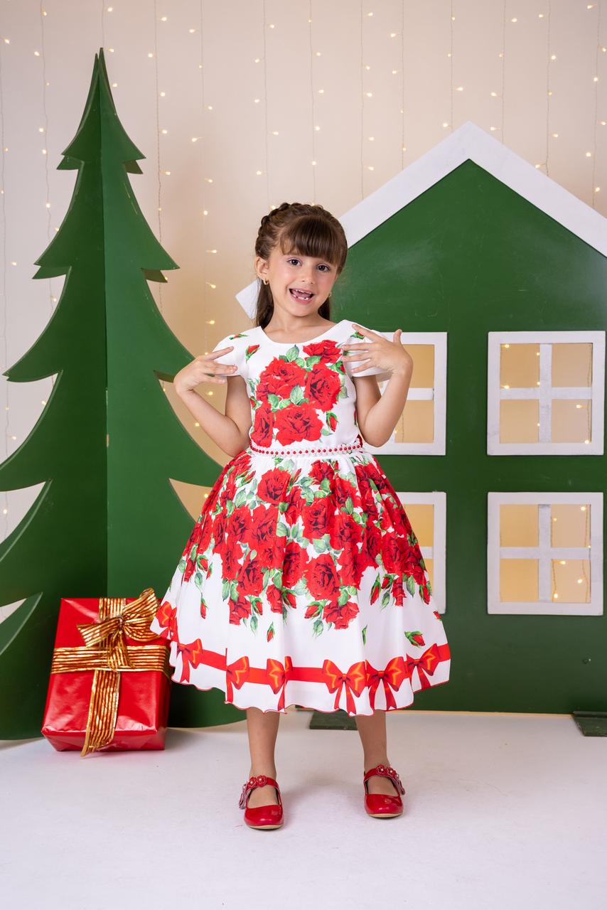 Vestido Natalino Rubi para Crianças - Coleção Natal Encantado