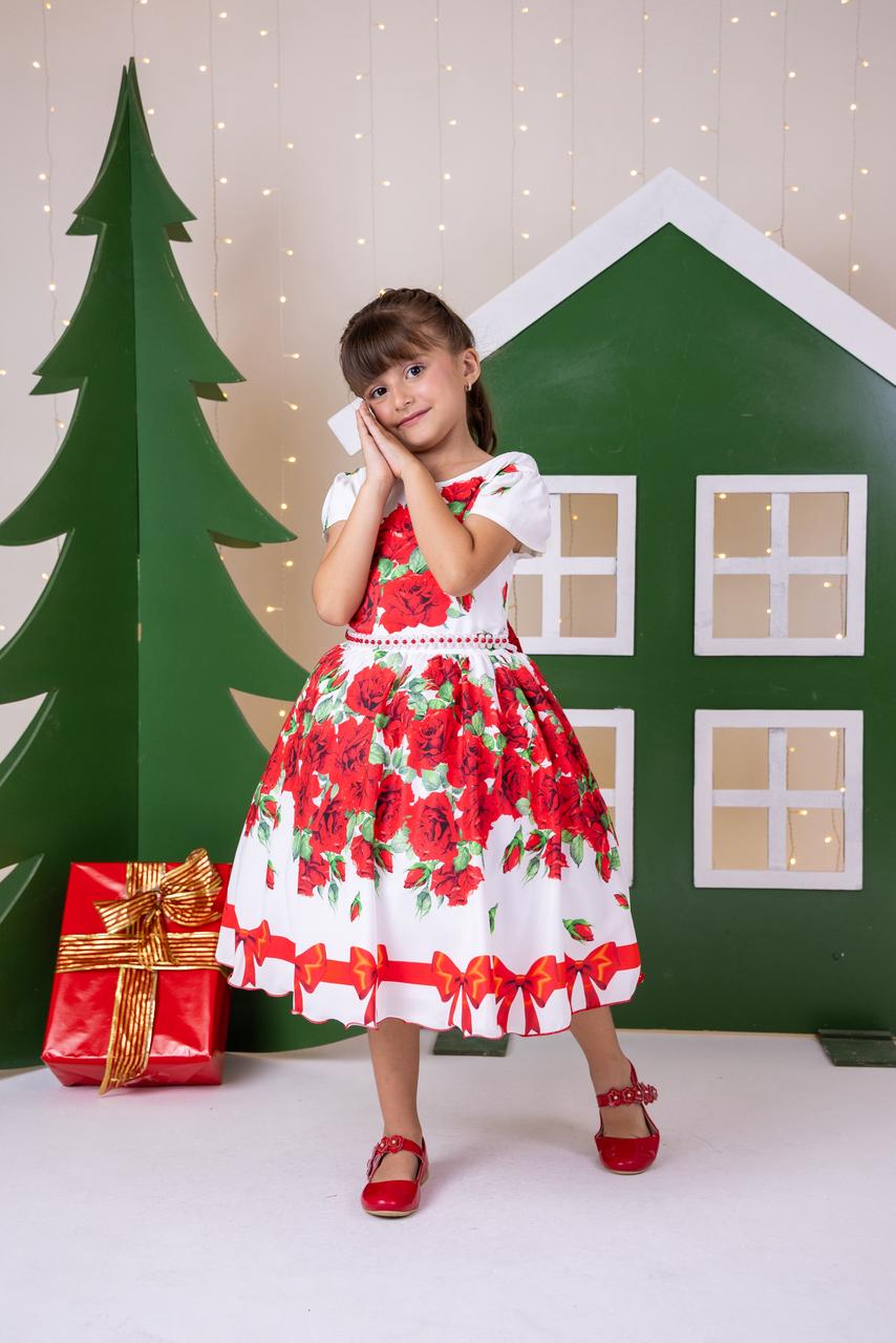Vestido Natalino Rubi para Crianças - Coleção Natal Encantado