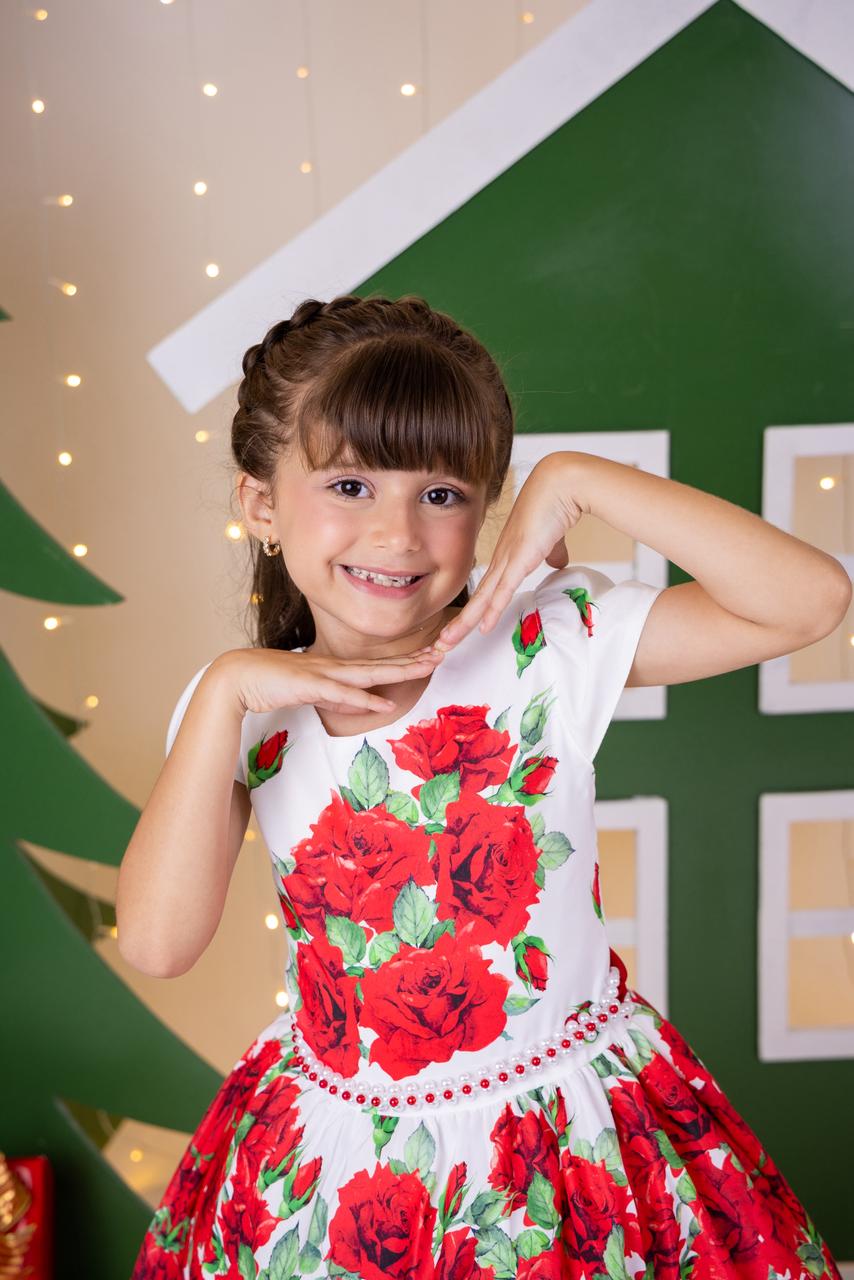 Vestido Natalino Rubi para Crianças - Coleção Natal Encantado