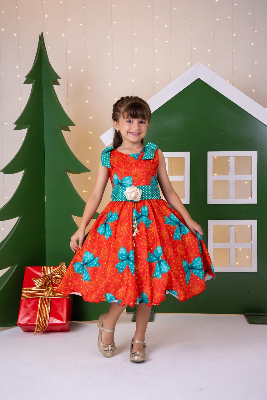 Vestido Vermelho Encantado para o Natal