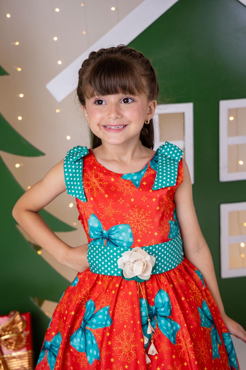 Vestido Vermelho Encantado para o Natal