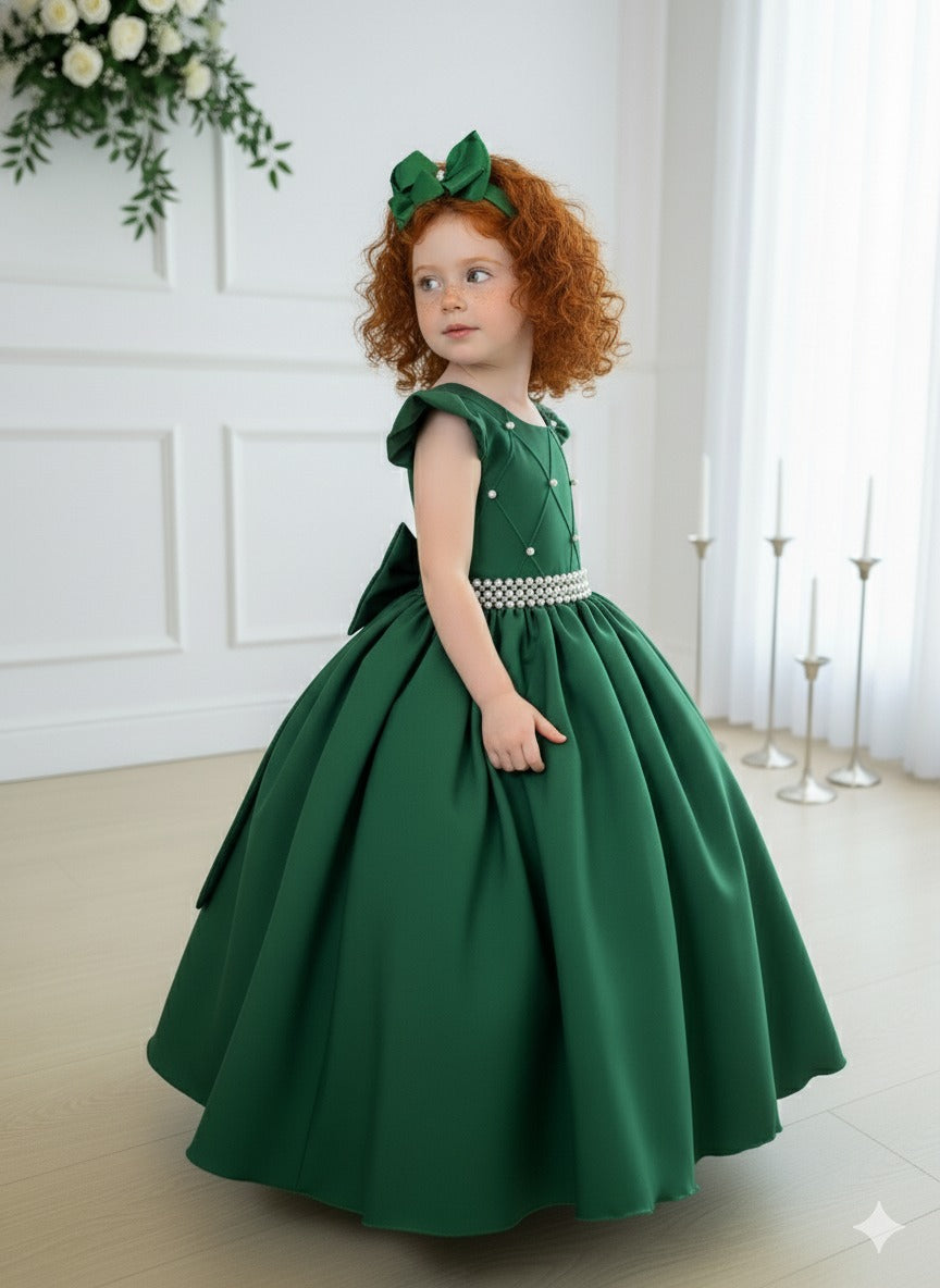 Vestido Longo Verde Esmeralda em Tule e Poliéster para Festas e Eventos