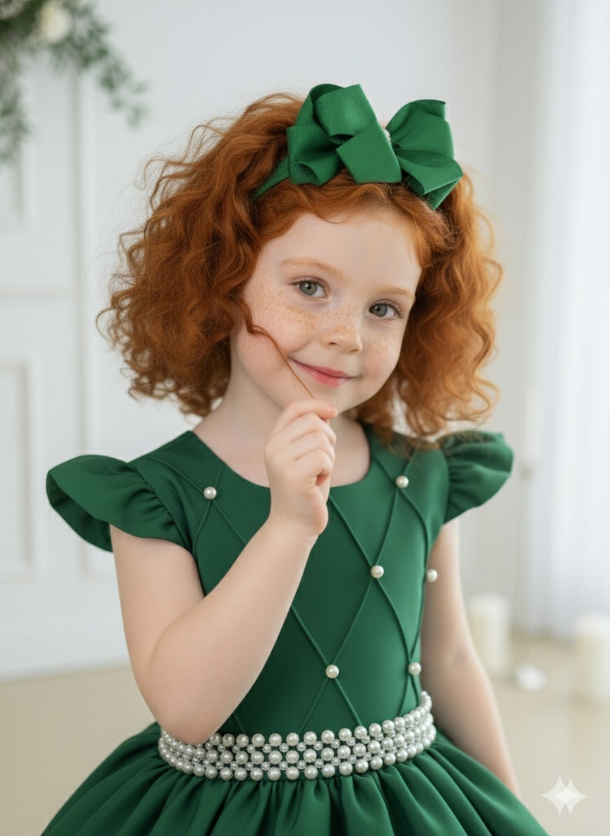 Vestido Longo Verde Esmeralda em Tule e Poliéster para Festas e Eventos